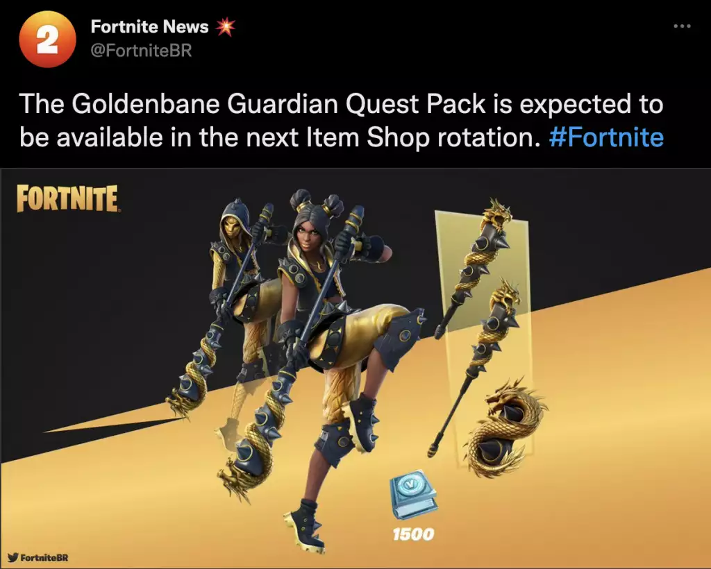 Fortnite Goldenbane Guardian Quest Pack twitter