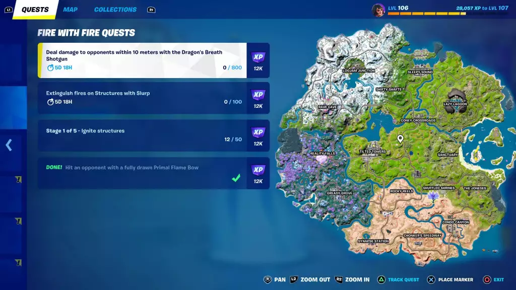 fortnite fire with fire quests