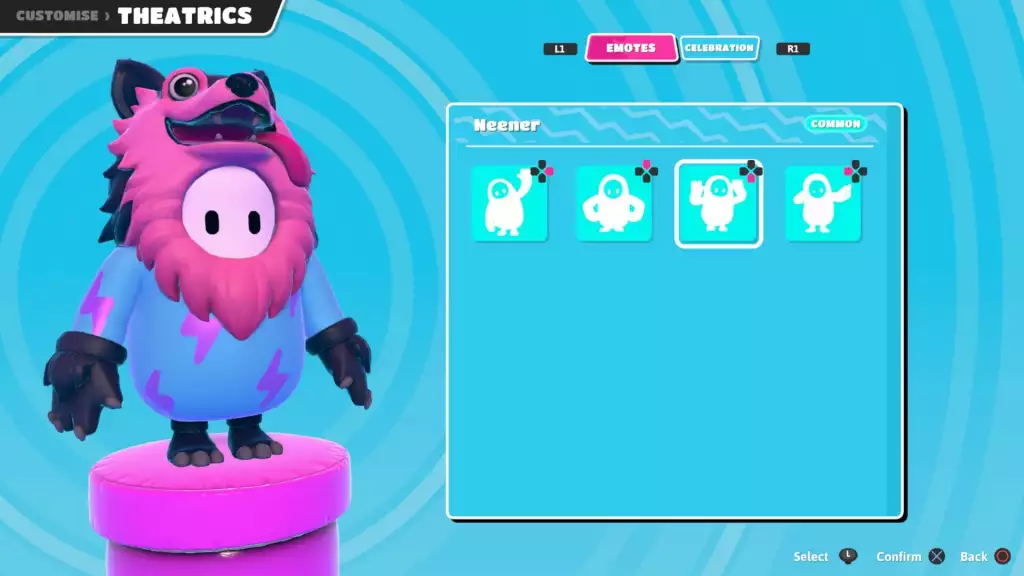 Emotes can be played by pressing the D-pad buttons on the controller.
