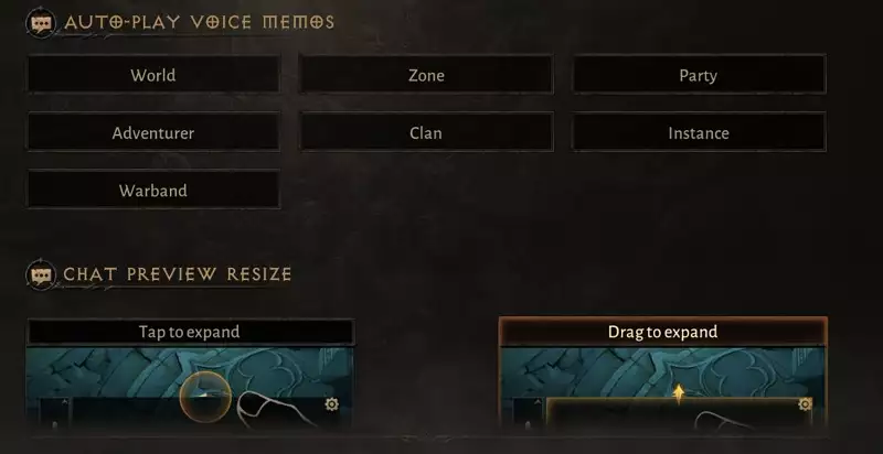 Diablo Immortal Chat Box Preview disable settings how to voice memo setting chats world clan zone