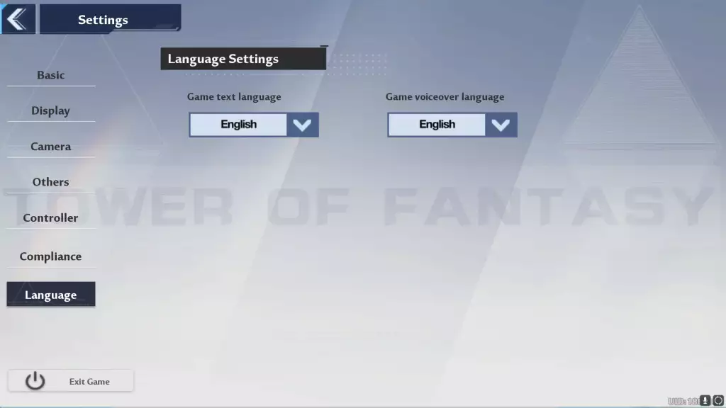Steps to change Tower of Fantasy language from within the game. 