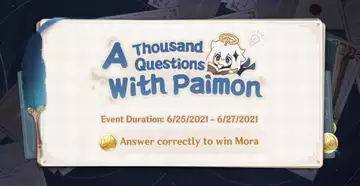 Thousand Questions with Paimon Quiz answers 101-200: Get 150,000 Mora in Genshin Impact 2.0