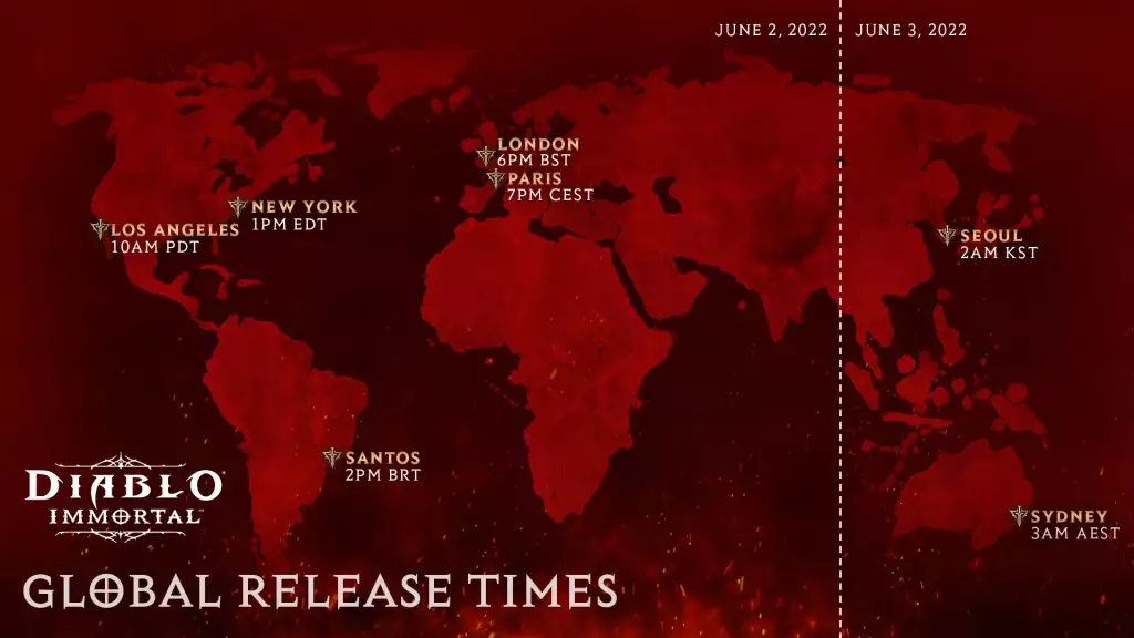 Diablo Immortal release time date launch global region Asia pacific region PC iOS Android preload