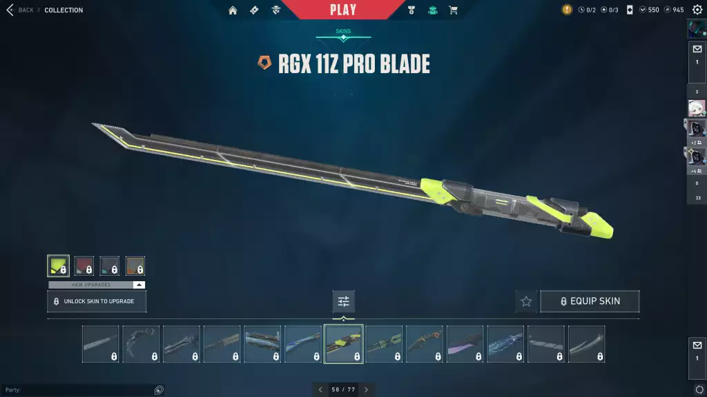ValorantのRGX11Z Pro Blade Skin。