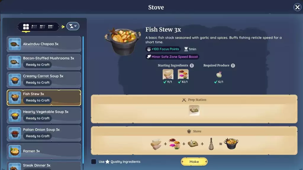palia resources guide radiant sunfish how to use cooking fish recipes fish stew