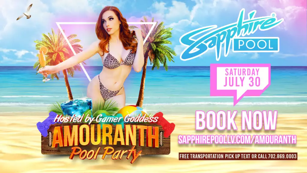 amouranth sapphire pool in-person poolside event how to join las vegas