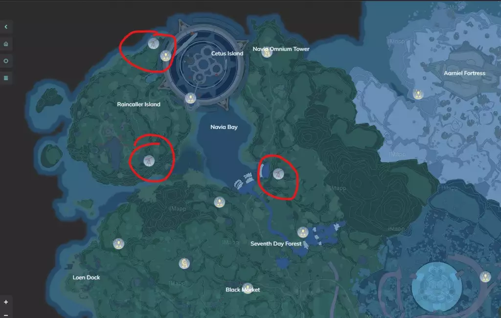 All Navia region Smart Telescope locations in Tower of Fantasy