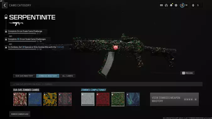 MW3 Zombies: How To Get Serpentinite Camo