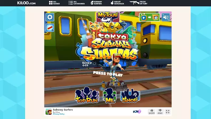 How to play Subway Surfers online on browser play game on Kiloo official website