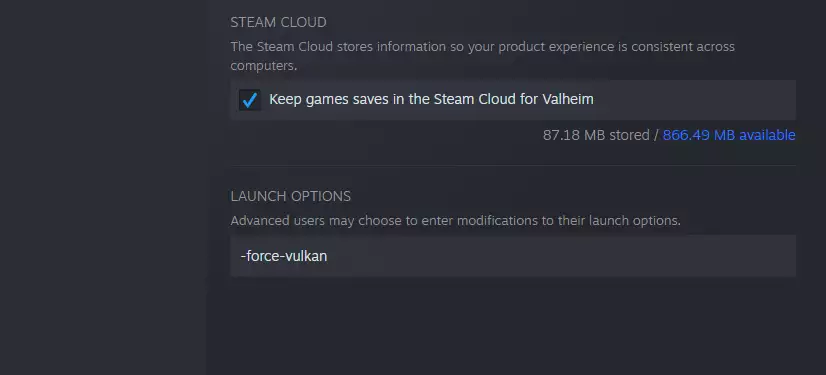how to turn on Vulcan API Valheim