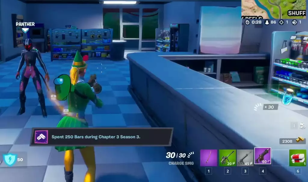 Damage 10 different objects with one spray of the Charge SMG in Fortnite.
