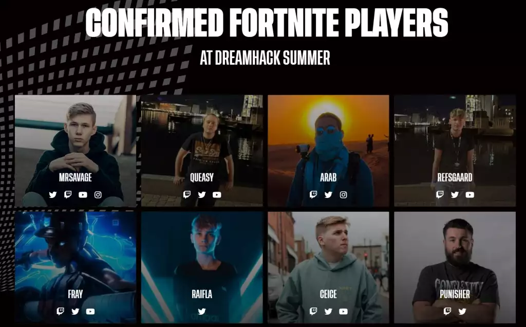dreamhack summer fortnite 15 confirmed twitch youtube content creators competing