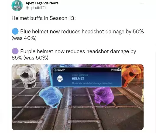 Apex Legends helmet tweet