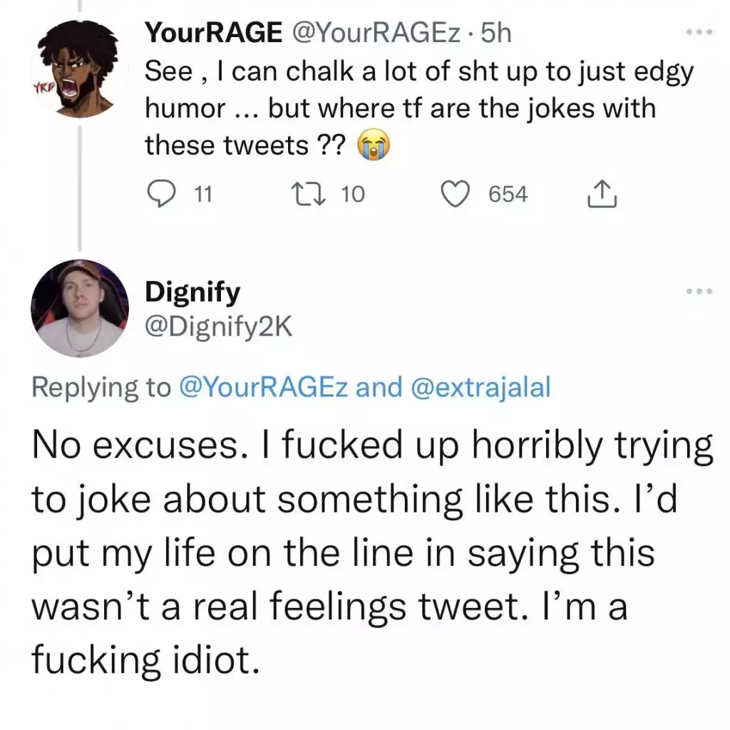 youtuber diginify nba 2k content creator sexist slavery tweets yourrage criticism twitter
