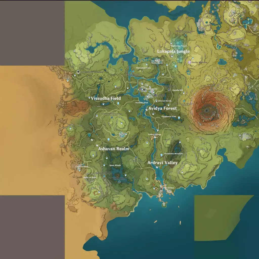 genshin impact leak news 3.0 beta update sumeru region full map details 