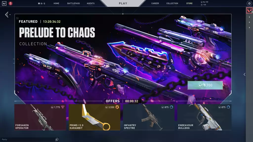 Prelude to Chaos bundle in Valorant store. 