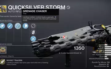 Destiny 2 Quicksilver Storm Exotic Auto Rifle - Stats And How To Get