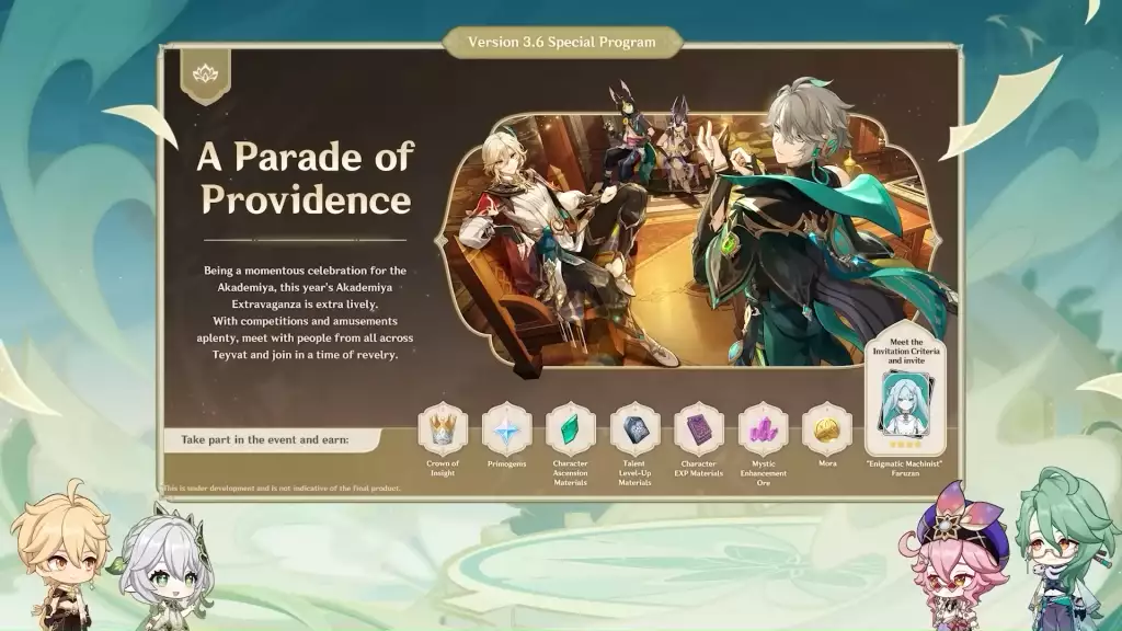 Genshin Impact A Parade of Providence event guide. 