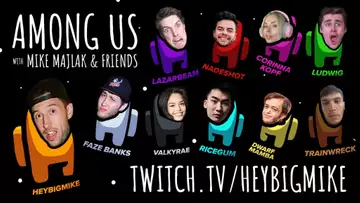 Mike Majlak starts Twitch career with stacked Among Us lobby ft Banks, Nadeshot, Valkrae, Ricegum