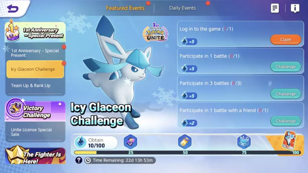pokemon unite glaceon how to unlock unite license icy glaceon challenge