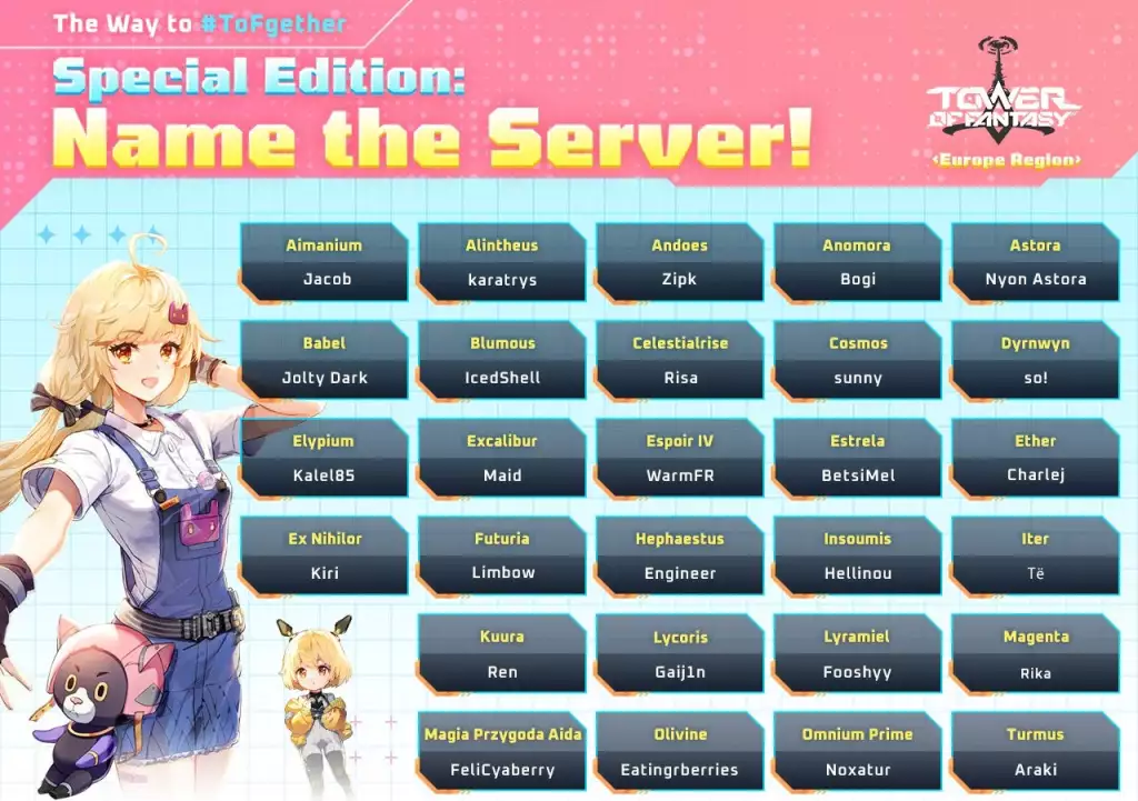 Europe servers in Tower of Fantasy.