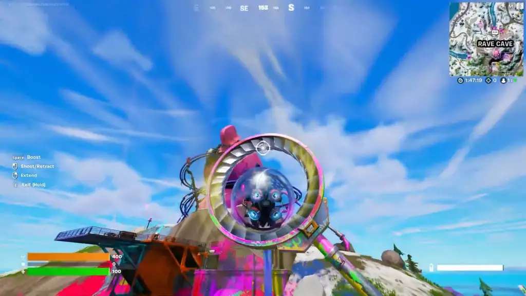 Enter the wind tunnel in a Baller at The ScrewBaller in Fortnite