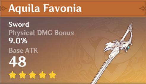 Best swords in Genshin Impact Aquila Favonia