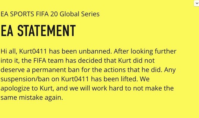 Kurt Fenech vs FIFA timeline EA Statement Kurt Unbanned