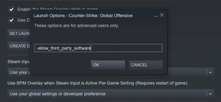 CS:GO trusted mode how to enable third-party software