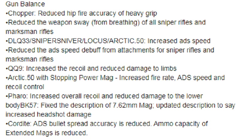 new COD Mobile update Weapon balance changes