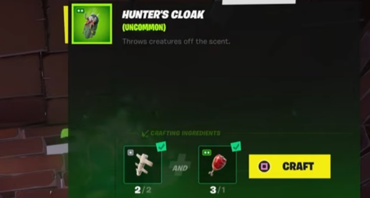 Fortnite Hunter's Cloak Season 6 how to craft