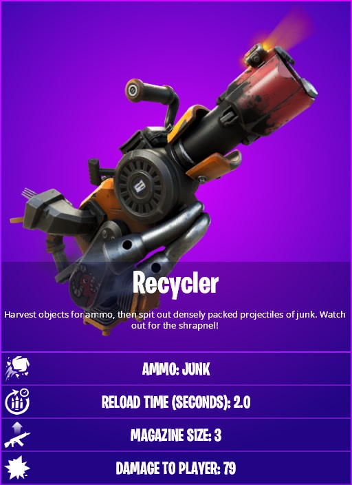Fortnite recycler weapon gun stats release date ammo junk epic games