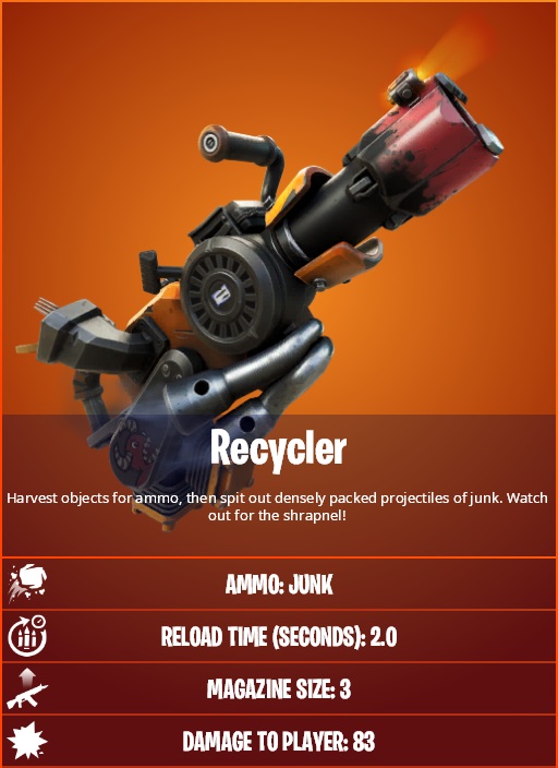 Fortnite recycler weapon gun stats release date ammo junk epic games