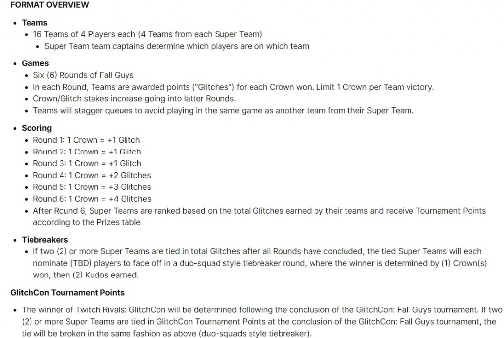GlitchCon Fall Guys Super Teams Showdown schedule format how to watch