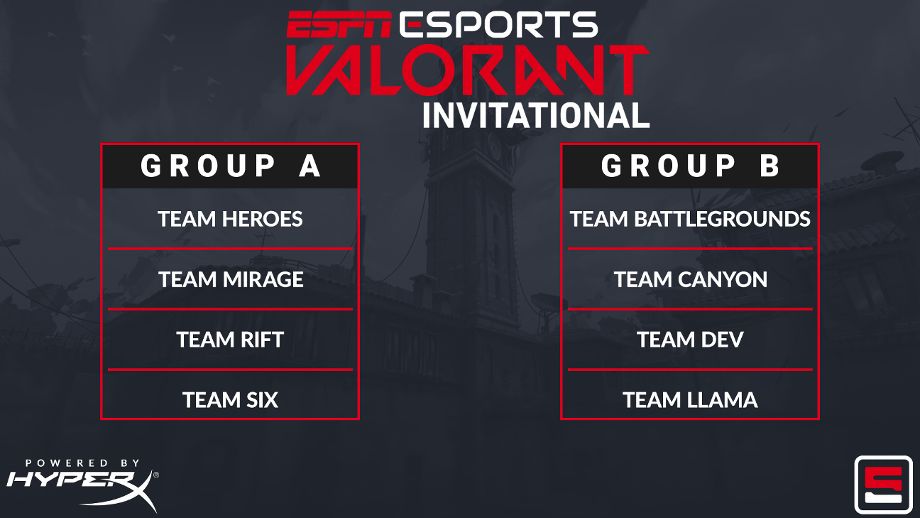 ESPN Valorant Invitiaonal Group Stage A and B Teams Schedule How-To Watch