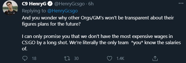 HenryG henry Greer cloud9 CS:GO player salaries