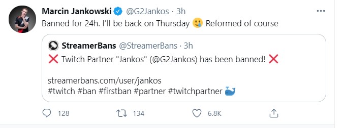 Jankos Twitch ban