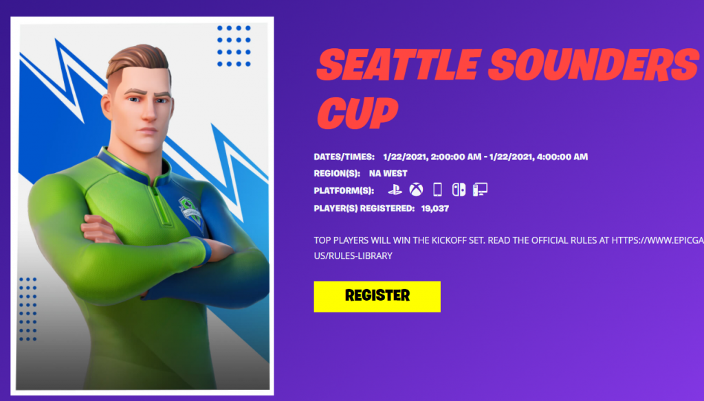 Seattle Sounders Fortnite Cup schedule