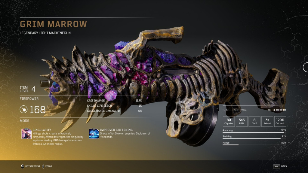 Outriders legendary weapons list guide grim marrow