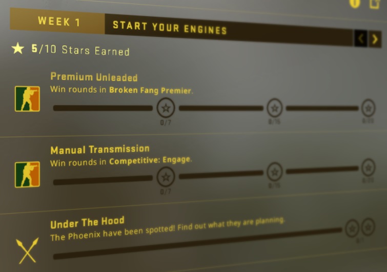 CS:GO Broken Fang Missions Week 1 rewards stars how to complete