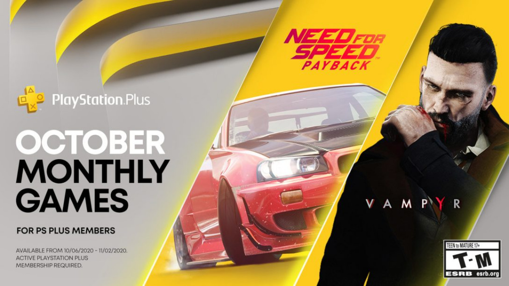 PlayStation Plus October 2020 free games Vampyr Need for speed: payback how to get