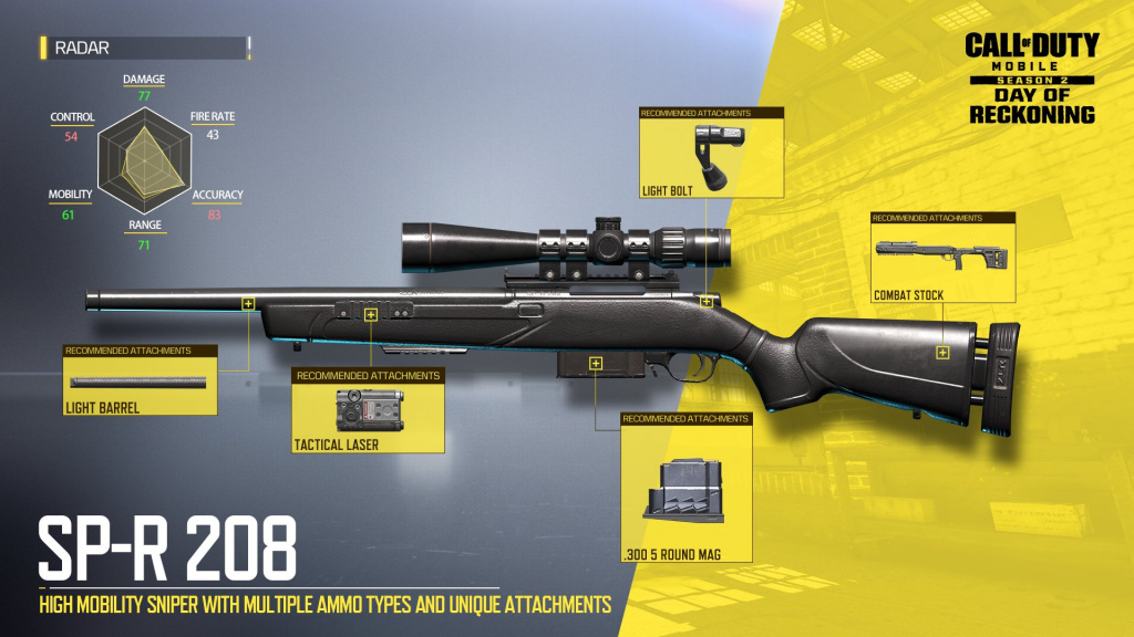 best SP-R 208 loadout sniper rifle cod mobile season 2