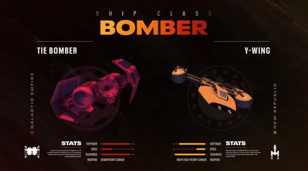 Bomber class ship classes in star wars squadrons