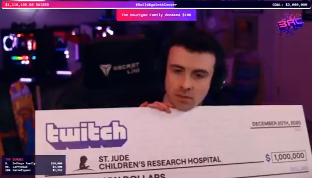DrLupo charity stream St. Jude Childern's Research hospital build against cancer Twitch