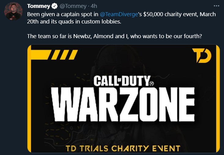 Td Warzone 50k Trials Charity Event How To Watch Schedule Teams And More Ginx Esports Tv