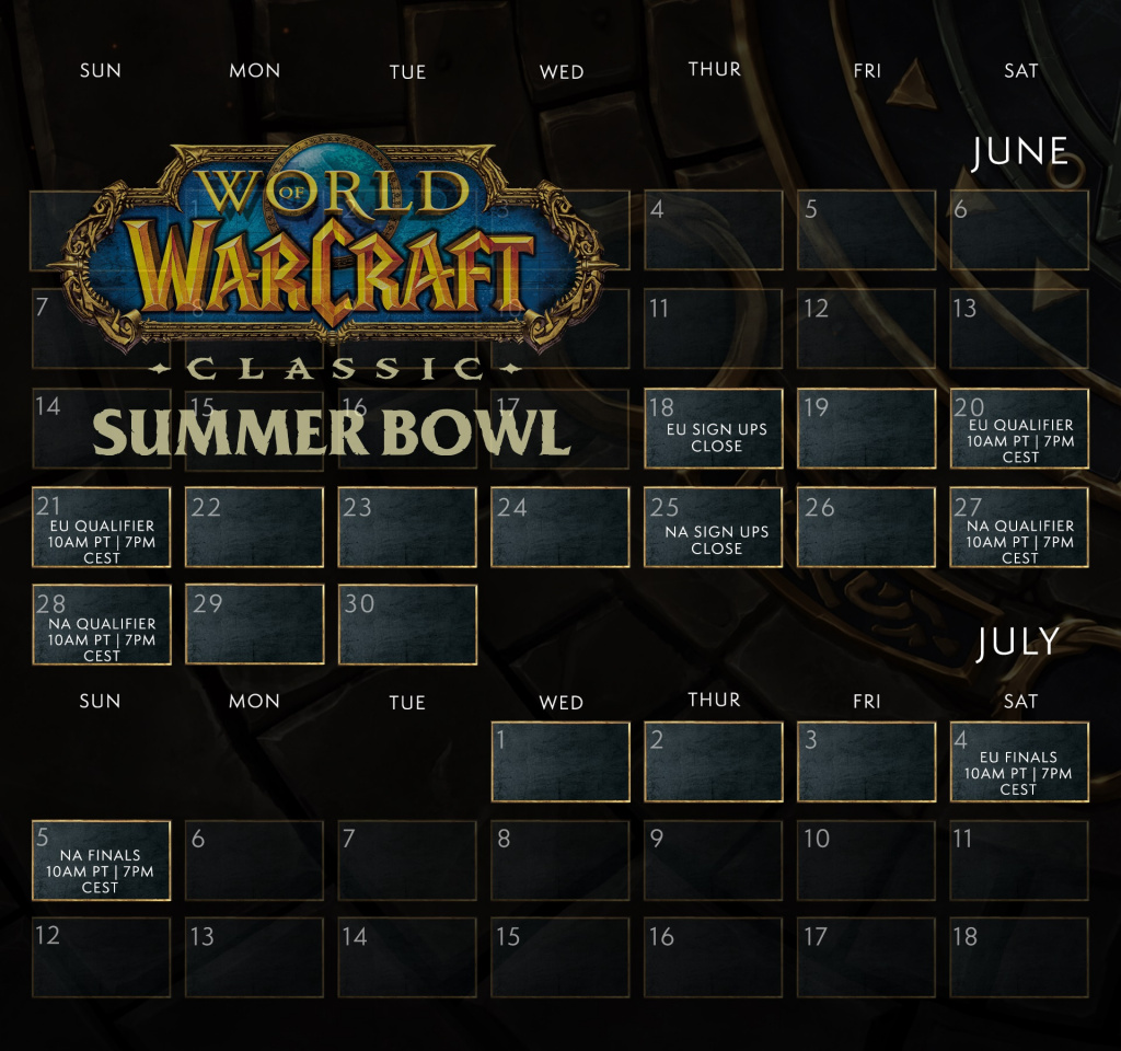 WoW classic summer bowl schedule