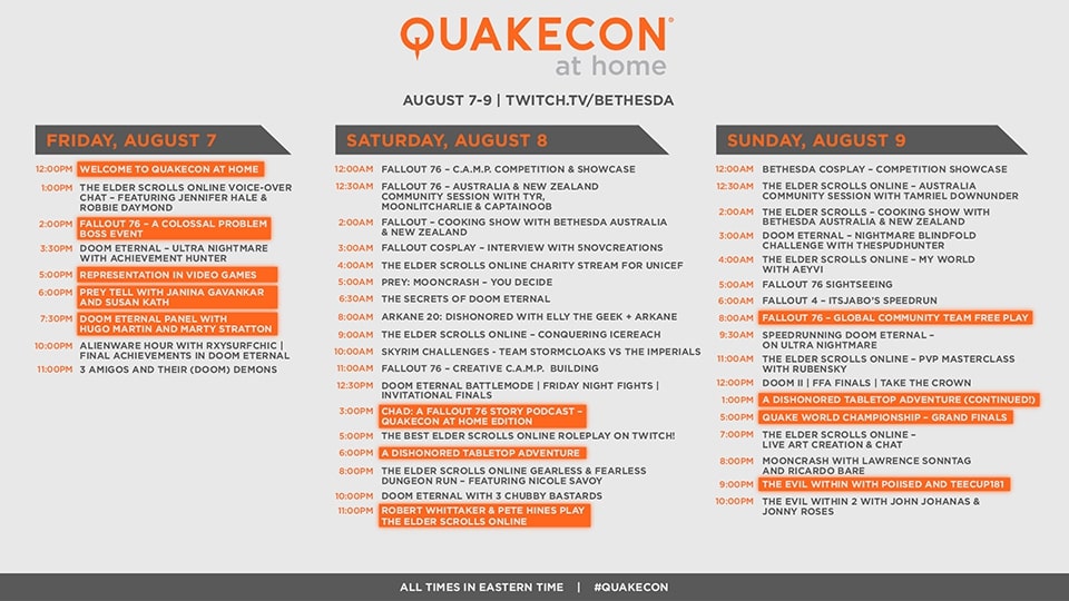 Quakecon Schedule 