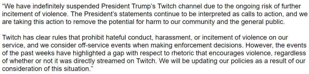 twitch statement trump