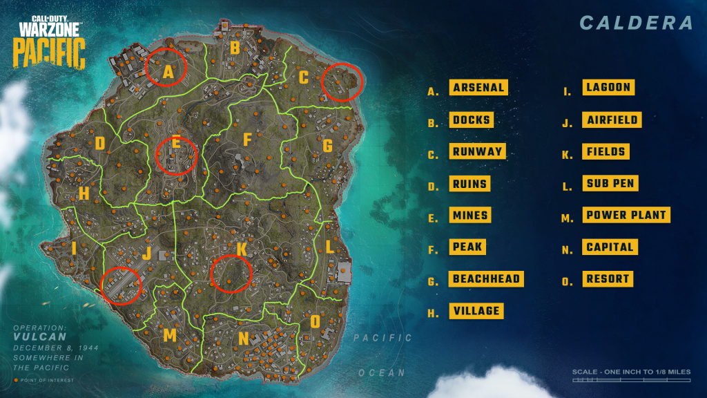 COD Warzone Pacific jets map locations