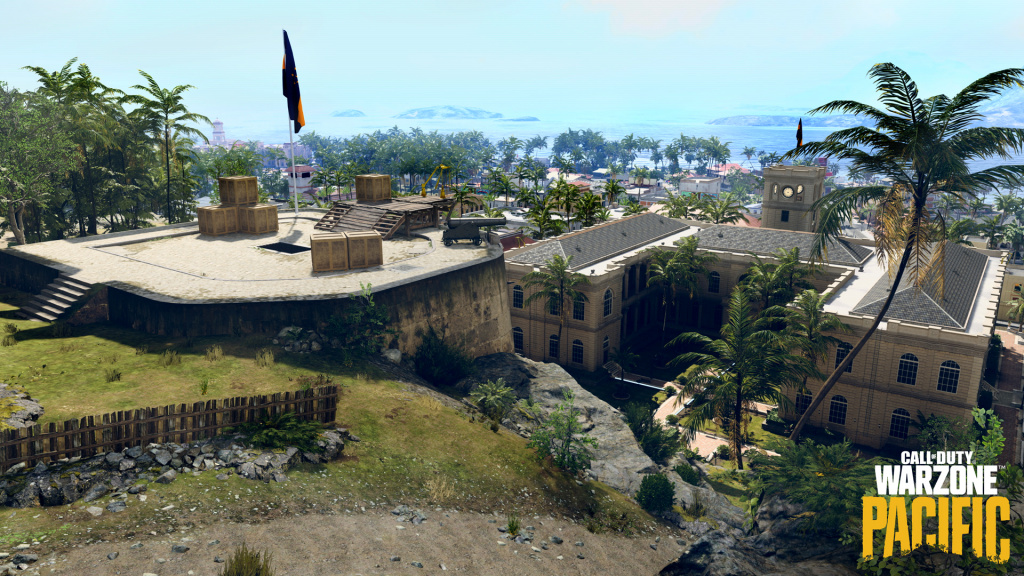 Vista del terreno del mapa de COD Warzone Pacific